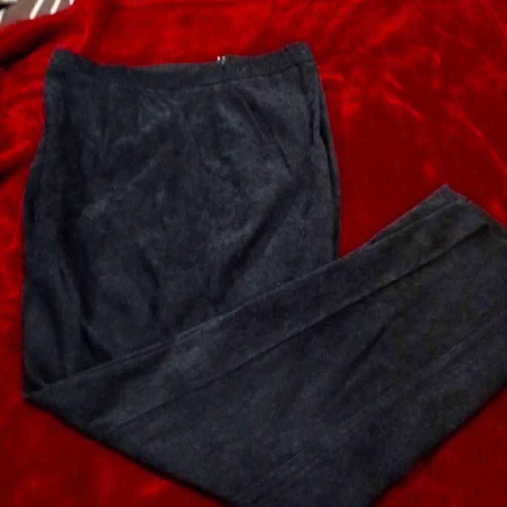 Black suede pants, satin lining